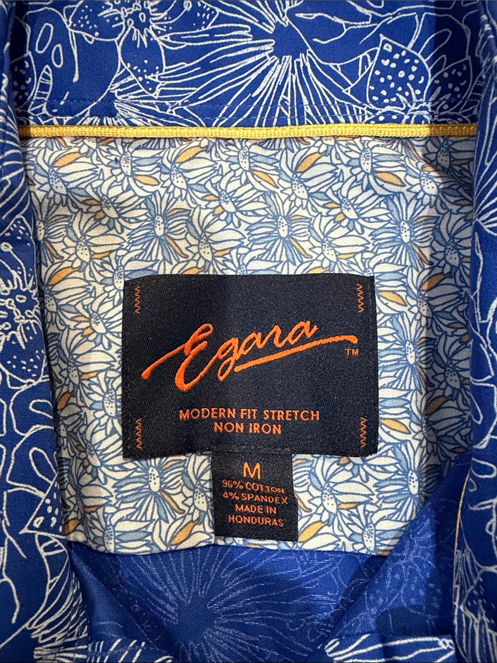 Egara Men’s Blue Floral Long-Sleeve Men’s Shirt - Picture 2 of 5